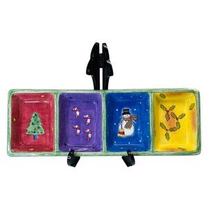 Sango Sweet Shoppe Christmas Relish Tray 4-Part Snowman Candy Holly Sue Zipkin